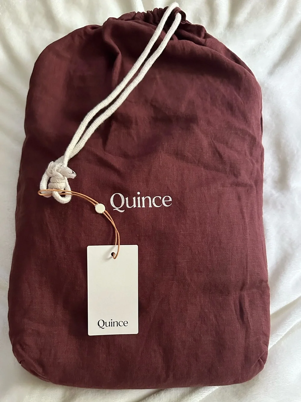 Quince European Linen Fitted Sheet Set- cal king- burgundy